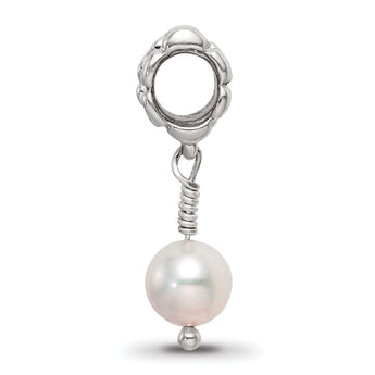 Sterling Silver Pink Freshwater Pearl Dangle Bead with Antiqued Finish