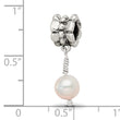 Sterling Silver Pink Freshwater Pearl Dangle Bead with Antiqued Finish