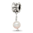 Sterling Silver Pink Freshwater Pearl Dangle Bead with Antiqued Finish