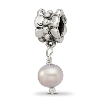 Sterling Silver Freshwater Cultured Pearl Dangle Bead with Antiqued Finish