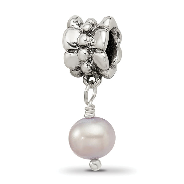 Sterling Silver Freshwater Cultured Pearl Dangle Bead with Antiqued Finish