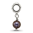 Sterling Silver Grey Freshwater Pearl Dangle Bead with Antiqued Finish