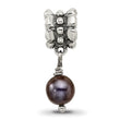 Sterling Silver Grey Freshwater Pearl Dangle Bead with Antiqued Finish