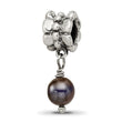 Sterling Silver Grey Freshwater Pearl Dangle Bead with Antiqued Finish