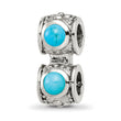 Sterling Silver 925 Antiqued Turquoise Bead with 4 Gemstones