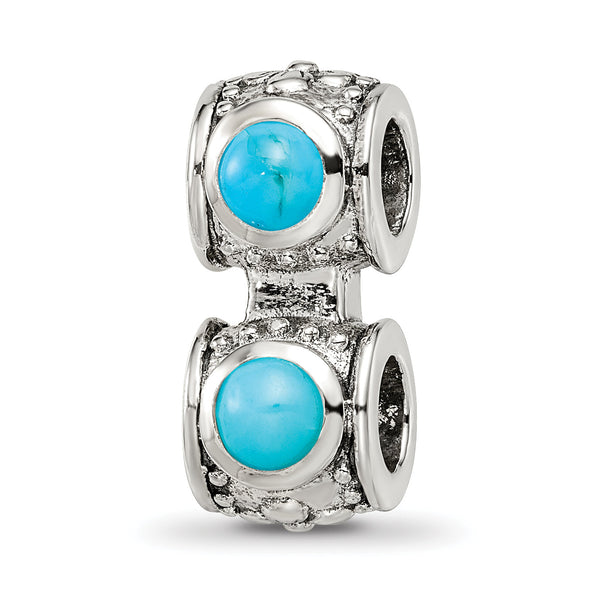 Sterling Silver 925 Antiqued Turquoise Bead with 4 Gemstones
