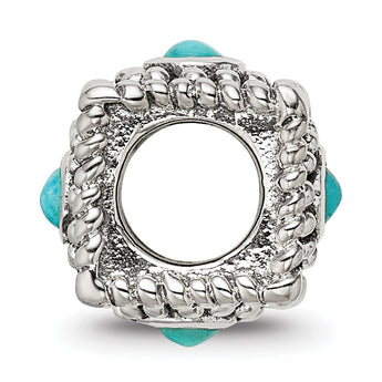 Sterling Silver 4-Stone Turquoise Antiqued Bead