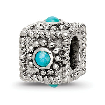 Sterling Silver 4-Stone Turquoise Antiqued Bead