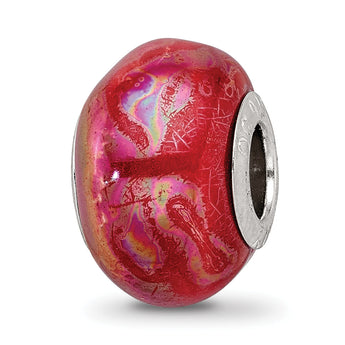 Sterling Silver 925 Ceramic Bead with Orange Pink Gradient Elegant Finish- Test