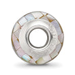Sterling Silver Mother of Pearl Mosaic Bead with Natural Grey Accents