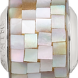 Sterling Silver Mother of Pearl Mosaic Bead with Natural Grey Accents