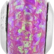 Sterling Silver 925 Mosaic Bead with Purple Synthetic Opal Reflections