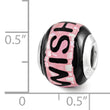 Sterling Silver 925 Mosaic Bead with Pink/Black Mother of Pearl Detailing