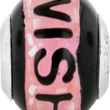 Sterling Silver 925 Mosaic Bead with Pink/Black Mother of Pearl Detailing