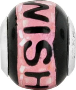 Sterling Silver 925 Mosaic Bead with Pink/Black Mother of Pearl Detailing