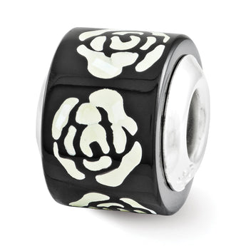 Sterling Silver 925 Mosaic Bead with Black/White Mother of Pearl