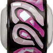 Sterling Silver 925 Mosaic Bead with Purple Mother of Pearl Stone
