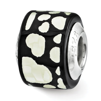 Sterling Silver 925 Mosaic Bead with Mother of Pearl Hearts Elegant and Multi-Color Design