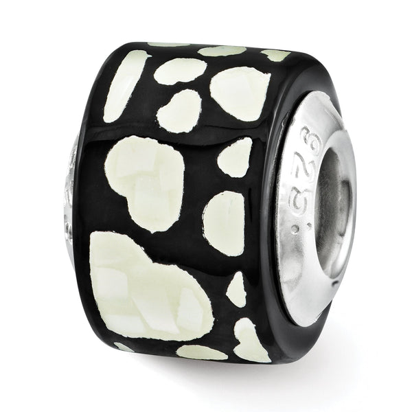 Sterling Silver 925 Mosaic Bead with Mother of Pearl Hearts Elegant and Multi-Color Design