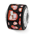 Sterling Silver 925 Mosaic Bead with Red/Black MOP Hearts Elegant Design