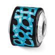 Sterling Silver Mother of Pearl Mosaic Bead with Blue-Black Accents