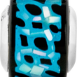 Sterling Silver Mother of Pearl Mosaic Bead with Blue-Black Accents