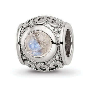 Sterling Silver 925 Moonstone Bead with Antiqued Finish Sophisticated Design