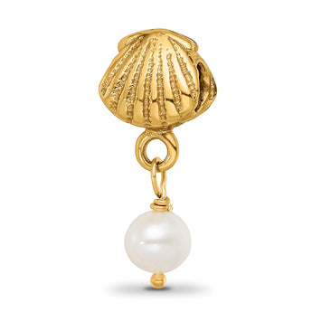 Sterling Silver Gold-Plated Cultured Pearl Dangle Bead Polished Finish