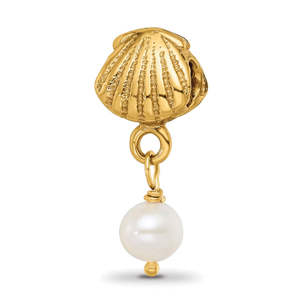 Sterling Silver Gold-Plated Cultured Pearl Dangle Bead Polished Finish