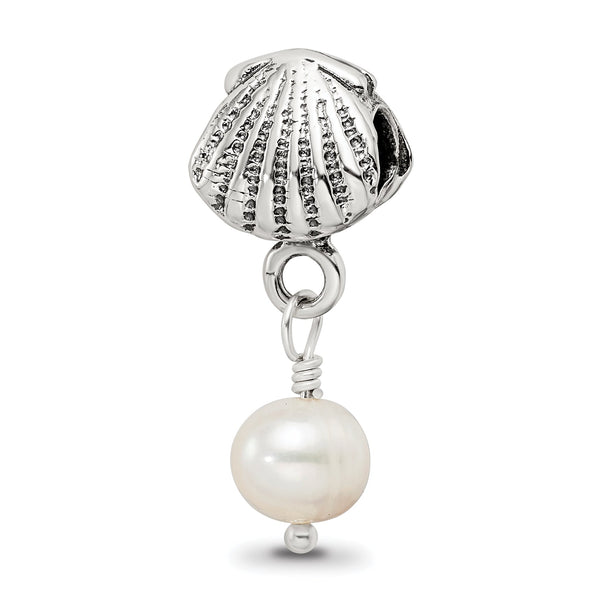 Sterling Silver 925 Pearl Dangle Bead with Antique Finish Elegant Design