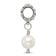 Sterling Silver 925 Dangle Bead with Freshwater Pearl Antique Finish