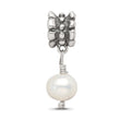 Sterling Silver 925 Dangle Bead with Freshwater Pearl Antique Finish