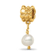 Sterling Silver & Gold Plated Dangle Bead with Cultured Pearl, Polished Finish
