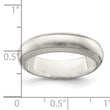 Sterling Silver 5mm Satin Half Round with Edge Lines Size 4 Band