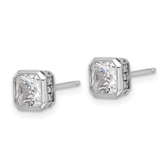 Sterling Shimmer Sterling Silver Rhodium-plated CZ 34 Stone Square Post Earrings