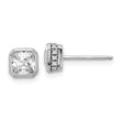 Sterling Shimmer Sterling Silver Rhodium-plated CZ 34 Stone Square Post Earrings