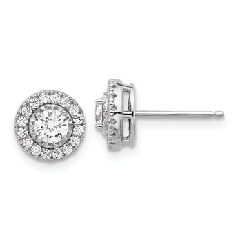 Sterling Shimmer Sterling Silver Rhodium-plated CZ 34 Stone Round Post Earrings