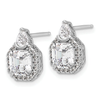 Sterling Shimmer Sterling Silver Rhodium-plated CZ 38 Stone Teardrop Post Earrings