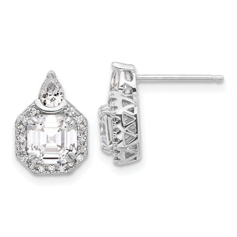 Sterling Shimmer Sterling Silver Rhodium-plated CZ 38 Stone Teardrop Post Earrings