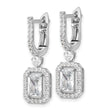 Sterling Shimmer Sterling Silver Rhodium-plated CZ 64 Stone Square Leverback Earrings