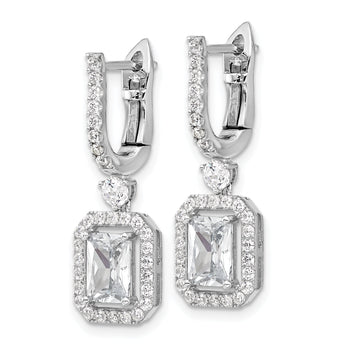 Sterling Shimmer Sterling Silver Rhodium-plated CZ 64 Stone Square Leverback Earrings