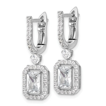 Sterling Shimmer Sterling Silver Rhodium-plated CZ 64 Stone Square Leverback Earrings - Birthstone Company