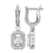 Sterling Shimmer Sterling Silver Rhodium-plated CZ 64 Stone Square Leverback Earrings - Birthstone Company