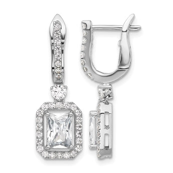 Sterling Shimmer Sterling Silver Rhodium-plated CZ 64 Stone Square Leverback Earrings - Birthstone Company