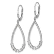 Sterling Shimmer Sterling Silver Rhodium-plated CZ 96 Stone Teardrop Dangle Leverback Earrings