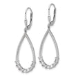 Sterling Shimmer Sterling Silver Rhodium-plated CZ 96 Stone Teardrop Dangle Leverback Earrings - Birthstone Company