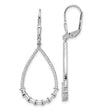 Sterling Shimmer Sterling Silver Rhodium-plated CZ 96 Stone Teardrop Dangle Leverback Earrings