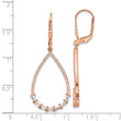 Sterling Shimmer Sterling Silver Rose-tone Flash Rose-gold Plated CZ 96 Stone Teardrop Dangle Leverback Earrings - Birthstone Company