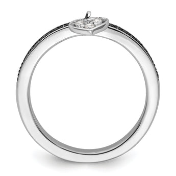 Sterling Silver Stackable Expressions Heart Black & White Diamond Ring - Birthstone Company