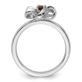 Sterling Silver Stackable Expressions Polished Garnet Flower Ring - Birthstone Company